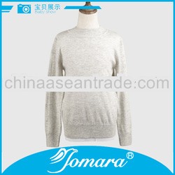 Long sleeve style O neck plain knitted boys pullover sweater