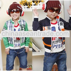 wholesale new kids wear reversible thin high stand collar color combination zipper-up tartan satin f