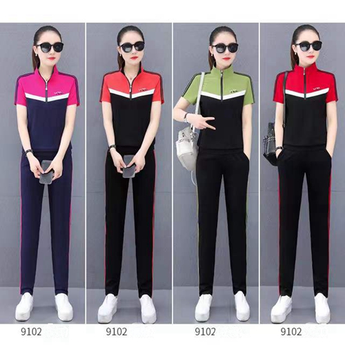lady sports leisure colorful suit with long trousers in summer