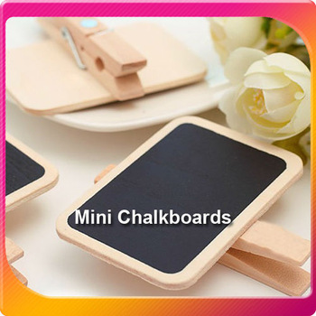 (Free Shipping CPAM) 60PCS/LOT korean mini rectangle wooden blackboard clip message board chalkboard