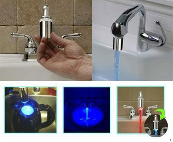 [MOQ 1pcs] novelty gifts 3 color LED faucet lamp.According to temperature change color. As Seen On T