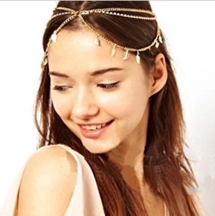 (Min Order $10 free shipping) High Quality Leaf Pendant Charming Crystal Head Chain Hair Band Jewelr