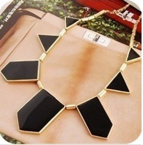 (Min order $10 mix) Hot &Black geometrical irregular pendant necklace+ Free Shipping