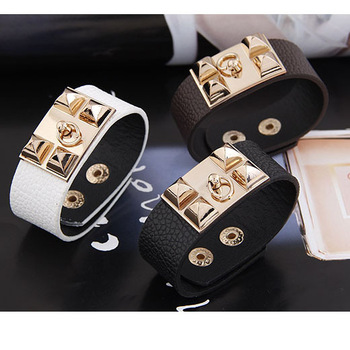 [Mix 15USD] Fashion Jeruk Punk Style Bracelet  Leather Men Women Punk Fashion Belt Bangle Cuff Wrist