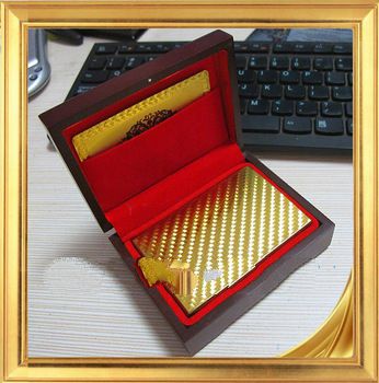 1 pcs Normal design 24k gold foil playing card with wooden box packing No Pollution material free sh