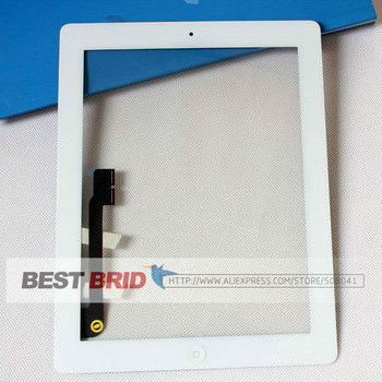 100% tested well For ipad3 iPad 3 ipad 4 iPad 4 touch screen digitizer+home button+button flex +stic