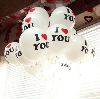 10PCS 30cm 12'' BIG Pearl Latex Balloon While Color Christmas Wedding Party I LOVE YOU words