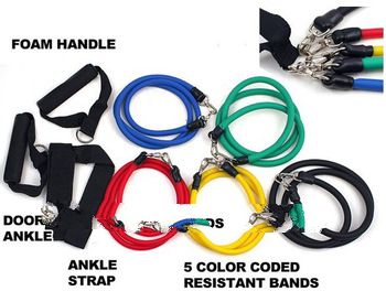 11Pcs in 1 Set Fitness Resistance Bands Exercise Tubes Practical  Elastic Training  Rope Yoga Pull R