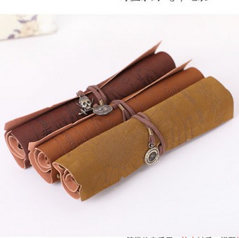 1202 1PCS ONLY  Hot Promotion Retail Vintage Pirate map leather roll pencil case pen curtain cosmeti