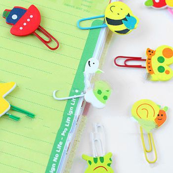 12pcs/Pack Cartoon Wooden Note Office Paper Clip Bookmark School Supplies Study Article 5823