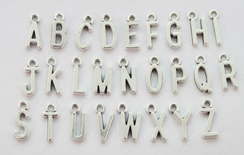 156PCS Assorted of Antiqued Silver Colour alphabet letter charms #22929