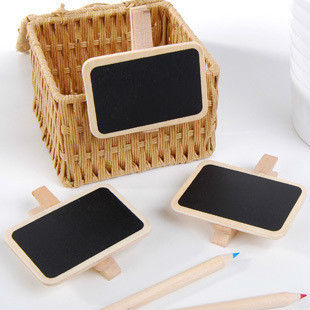 15Pcs/Lot Cute Mini Wooden Blackboard Chalkboards Paper Clips Wholesale 80560