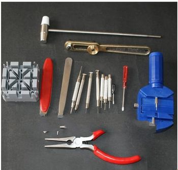 16-Piece Deluxe Watch Repair Tool Kit With Watchband Link Pin Remover, and More Tools. THY01