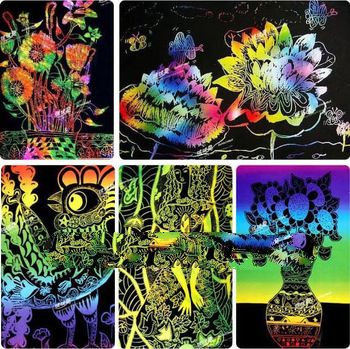 16K Creative Scratch Art Paper Drawing Children's Favorite DIY Send Bamboo Pen Promotion Fashion