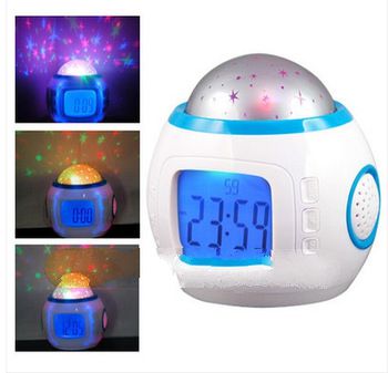 1pcs/lot 2013 new arrival Alarm Clock Backlight Projection LED night light Colorful Music star proje