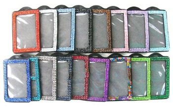 20 Pcs Bulk Order Vertical/Horizontal Bling Rhinestone ID Leather Badge Holder Mix Color