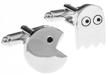 2013 Classic Silver Tone Pac-Man Designer Cufflinks Paly Game Novelty Men Shirt Cuff links jewelry