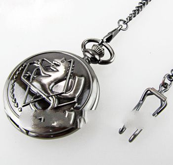 2013 Fashion New Retro Silver Tone Fullmetal Alchemist Pocket Watch Cosplay Anime Edward Elric Anime