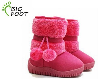 2013 Hot Double Ball Princess Snow Boots Female For Kids Girls,Cheap Medium-leg Children Winter Shoe