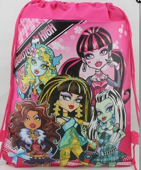 2013 Hot Selling ,children's backpack monster high Drawstring Backpack School Bag , waterproof  
