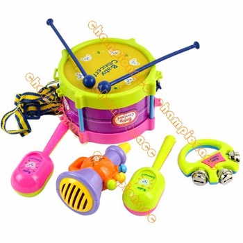 2013 New 5pcs Roll Drum Musical Toy  Instruments Band Kit  for Kids Children and Baby Gift Set 8840