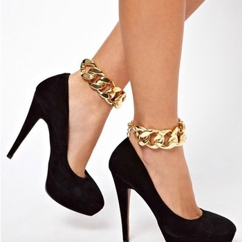 2013 New Fashion smooth shinning CCB chain anklet (not made of metal)  Personality punk jewelry Free