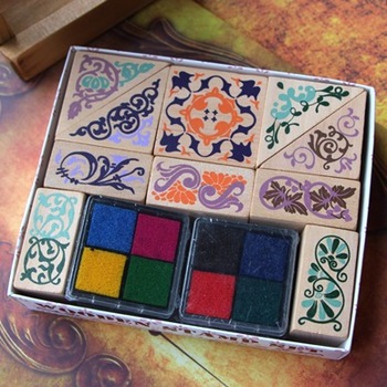 2013 Square design  restore ancient ways lace seal including four colors 2 sets inkpad  free shippin
