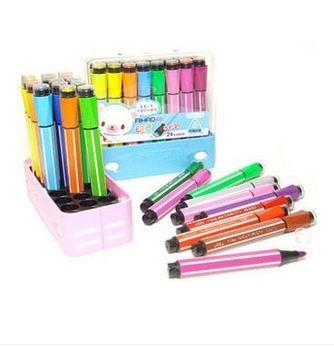 24Colors/Pack Art Marker Pen Water Color Pen Stamp Thick Rod Thick Head Washable Doodle Pen Doodle M