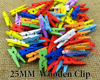 25MM 200PCS MIXED COLOR PATINTING WOODEN CLIP JEWELRY FINDINGS FIT WJA-037