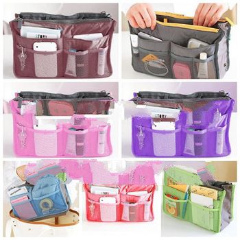 2pcs/lot New  Fashion Large Dual Organizer Mp3 Phone Cosmetic Book Storage Nylon Bag Handbag Purse F