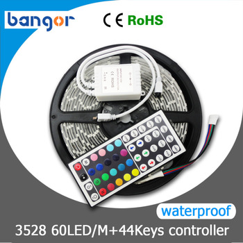 3528SMD Waterproof 60LEDs/M 5M/Lot Warn White/White/RGB Flexible LED Strip Light ,RGB with 44Keys Fr