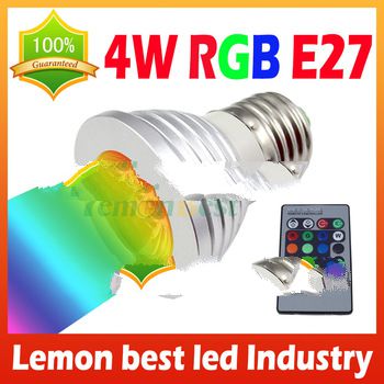 3W 4W E27 RGB LED Bulb 16 Color Change Lamp spotlight 110-245v for Home Party decoration with IR Rem