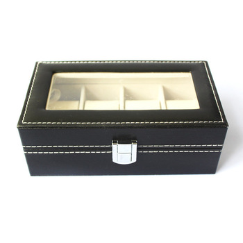 4 Slots/Grid PU Leather Watch Display Case Gift Box Jewelry Storage Organizer