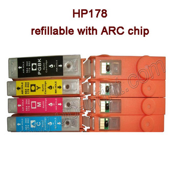 4pcs  hp178 Refillable Ink Cartridges for HP 178 HP178XL with ARC chip hp6510 B010B B109a B109n B110