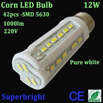 4pcs/lot 12W corn led bulb light 42leds SMD 5630 led 1000lm 220V energy saving ROHS CE indoor lampFr