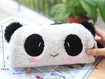 5PCS Kawaii Plush Fluffy Panda Pen Pencil BAG Pouch Case Packs; Pendant Cosmetic & Beauty Pouch 