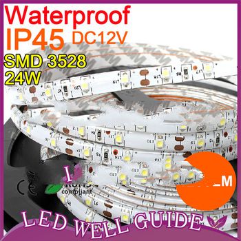5m 300 LED 3528 SMD 12V flexible light 60 led/m,LED strip, Waterproof IP45 bottom price, white/warm 