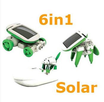 6 IN 1 Solar Power Moving Dog Car Airboat Robot DIY Toy Kit Teaching Gadget