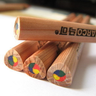6pcs with gift pencils trigonometric core marco log rod pencil 6403-6cb rainbow pen make dairy wonde