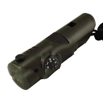 7 in 1 Survival Whistle Compass Thermometer Flashlight Magnifier 561