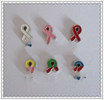 7MM Cororful Ribbon Floating Charms Cancer Awareness Friendship Pendant Charms For DIY Floating Lock