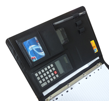 A4 PU leather multi-function folder with calculator and paper