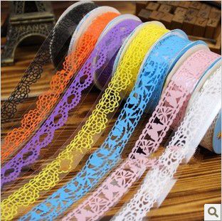 All goods are $5 (1 Lot = 3 pcs) Free shipping Cutout lace tape decoration diy stickers lace 6 colou