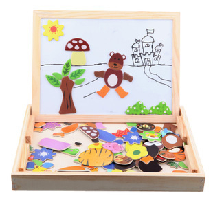 Animal Magnetic Puzzle Wooden Children  Multifunction Writing Drawing Board Blackboard Fantastic Eas