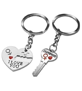 Arrow & "I Love You" Heart & Key Lovers Couple Key Chain Ring Keychain Keyring Key