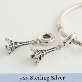 Authentic 925 Sterling Silver Eiffel Tower charms Fits Pandora Style Bracelet / Necklace Free shippi