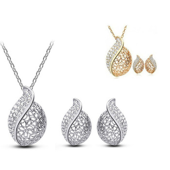 BWG Fashion Jewelry  Pendant Necklace Earring Jewelry Set Gold Plated Jewelry For Women JS1