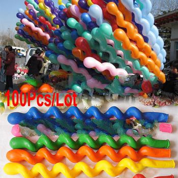 Big Discount!! 100Pcs/Lot Screwed Spiral Shape Latex Balloon,Party & Holiday Decoration Ballons,