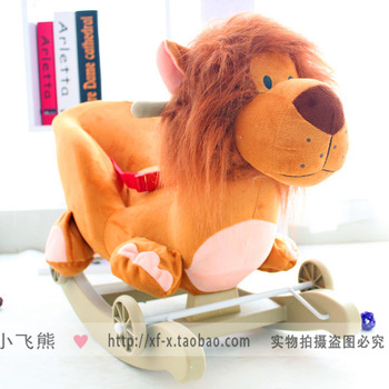 Child infant toys rollaround horse small horse band music lion dual rocking chair rope wheels