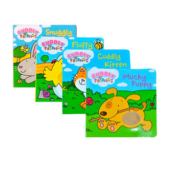 Children early educatioin English story cardboard books Mucky Puppy/Fluffy Chick/Cuddly Kitten